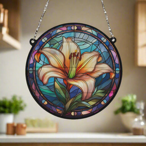 Lily Stained Glass Effect Suncatcher